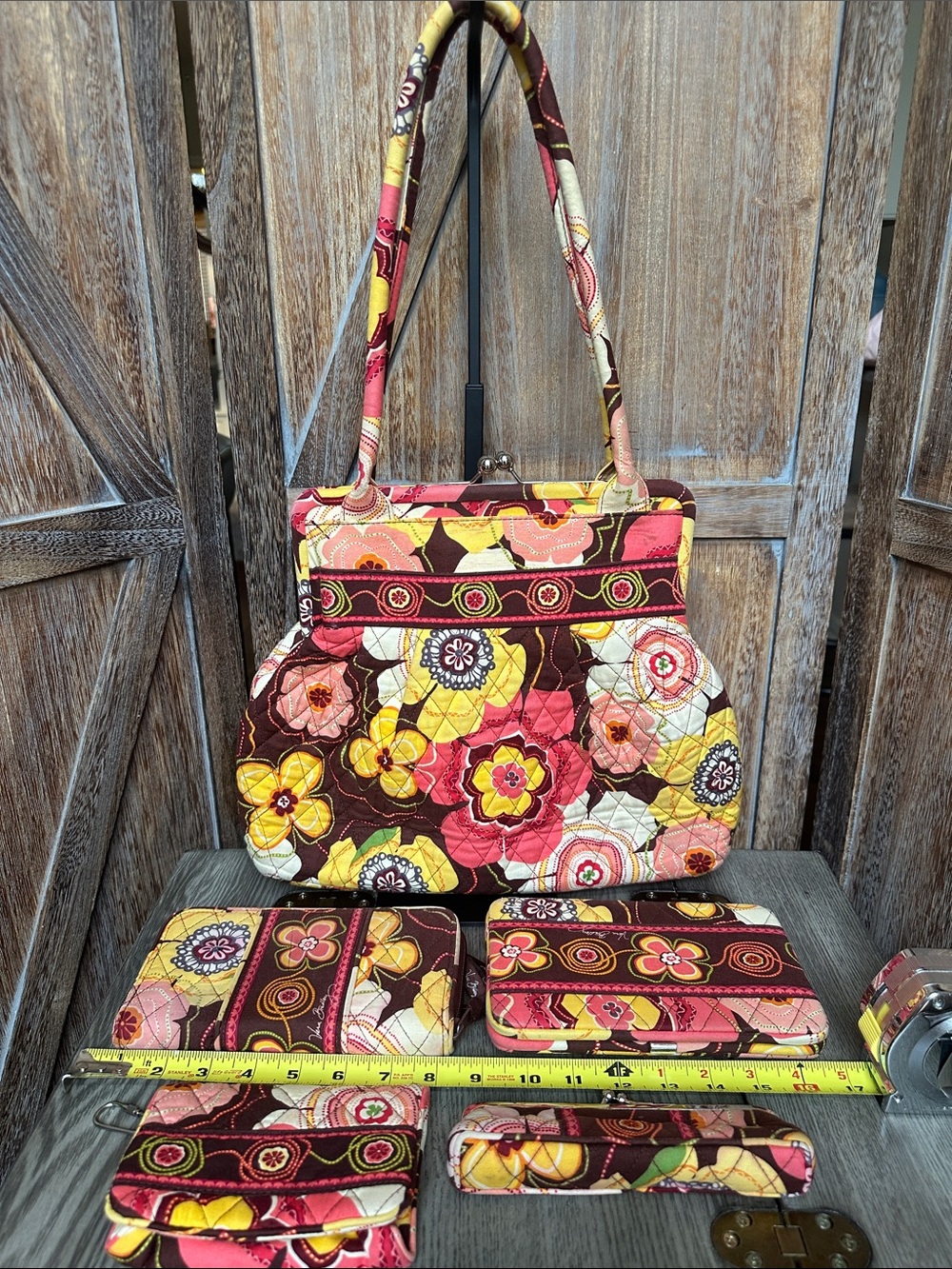 Vera Bradley Alice Buttercup Floral Kiss Lock Bag, 3 Wallets & Eyeglass Case - Picture 10 of 14